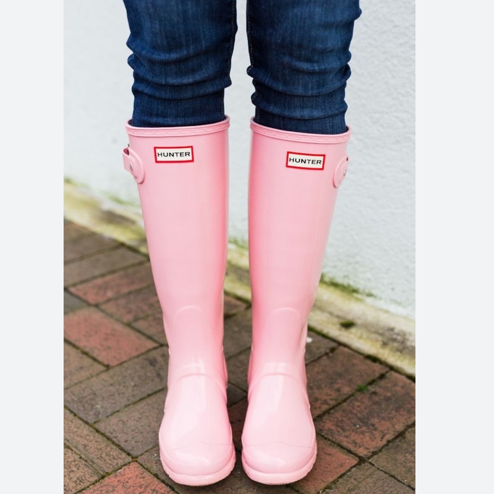 Hunter Candy Floss Pink Original Tall Rain Boots Size 6